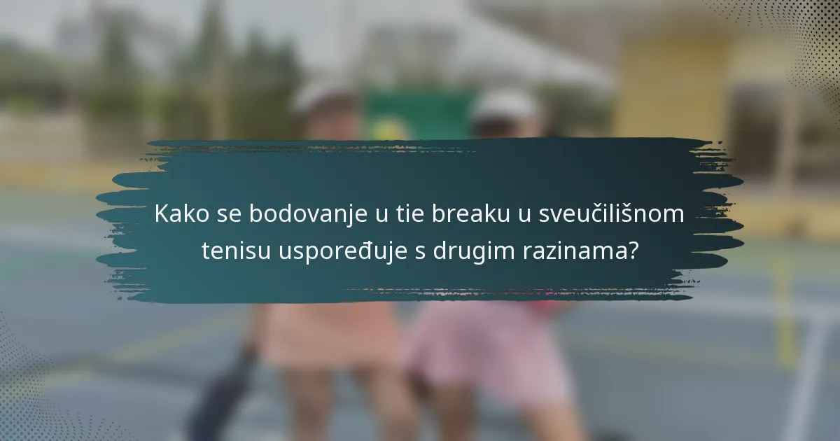 Kako se bodovanje u tie breaku u sveučilišnom tenisu uspoređuje s drugim razinama?