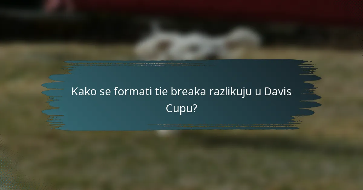 Kako se formati tie breaka razlikuju u Davis Cupu?