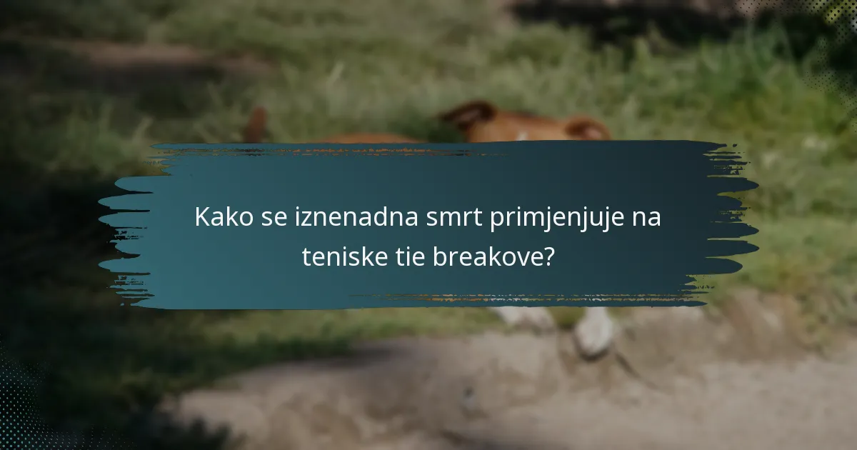 Kako se iznenadna smrt primjenjuje na teniske tie breakove?
