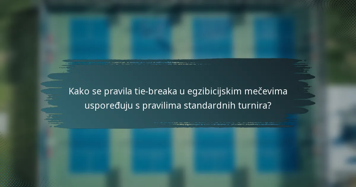 Kako se pravila tie-breaka u egzibicijskim mečevima uspoređuju s pravilima standardnih turnira?