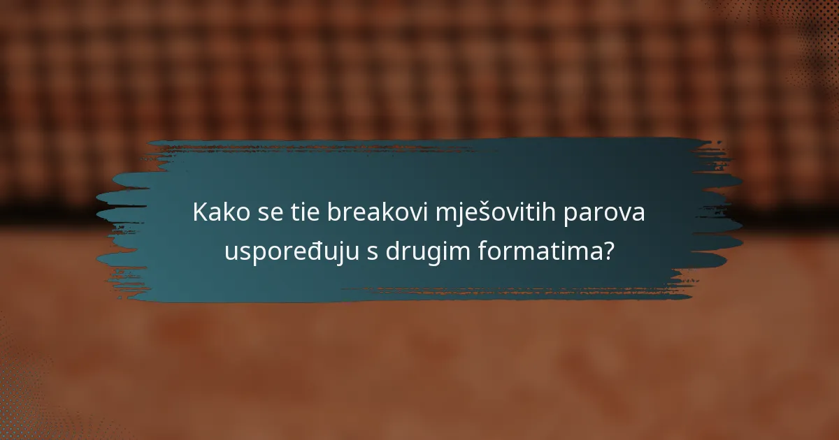 Kako se tie breakovi mješovitih parova uspoređuju s drugim formatima?