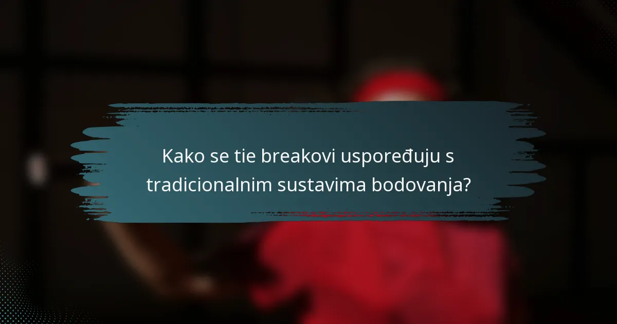 Kako se tie breakovi uspoređuju s tradicionalnim sustavima bodovanja?