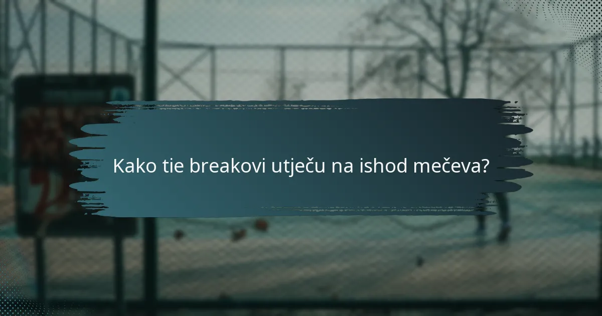 Kako tie breakovi utječu na ishod mečeva?