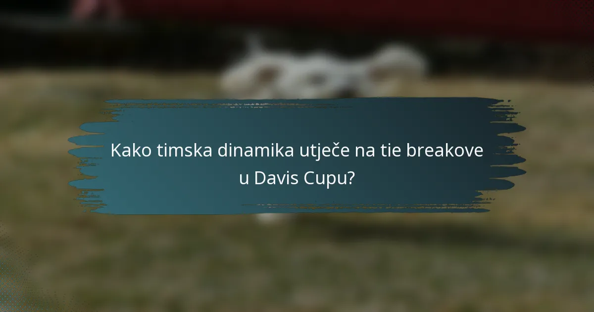 Kako timska dinamika utječe na tie breakove u Davis Cupu?