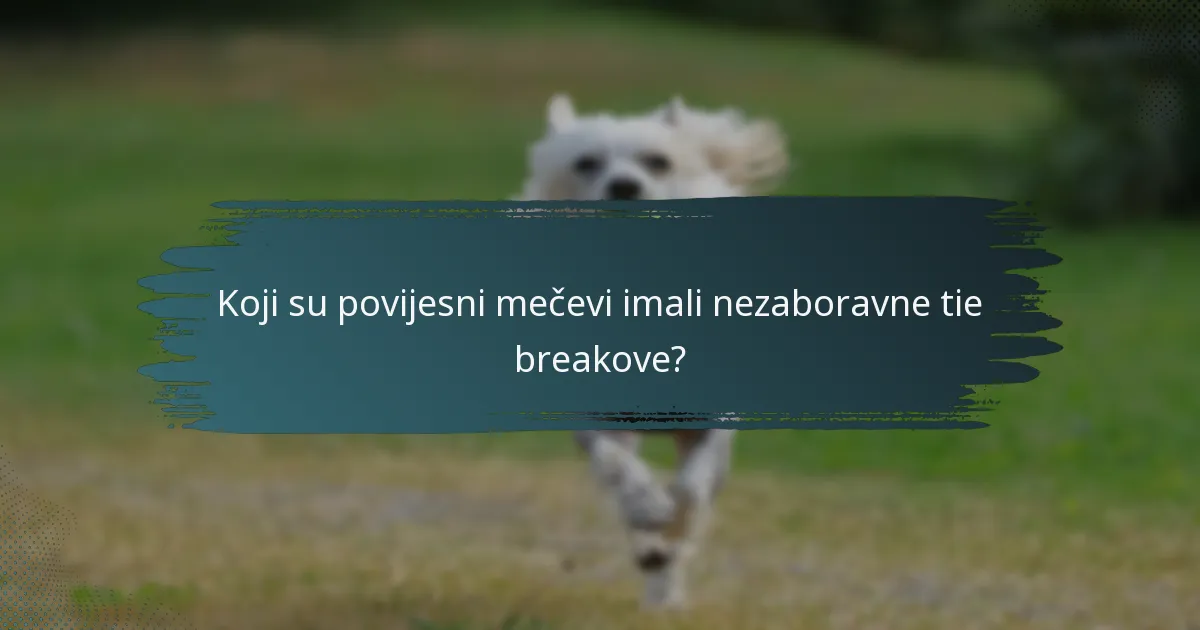 Koji su povijesni mečevi imali nezaboravne tie breakove?