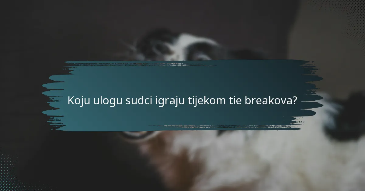Koju ulogu sudci igraju tijekom tie breakova?